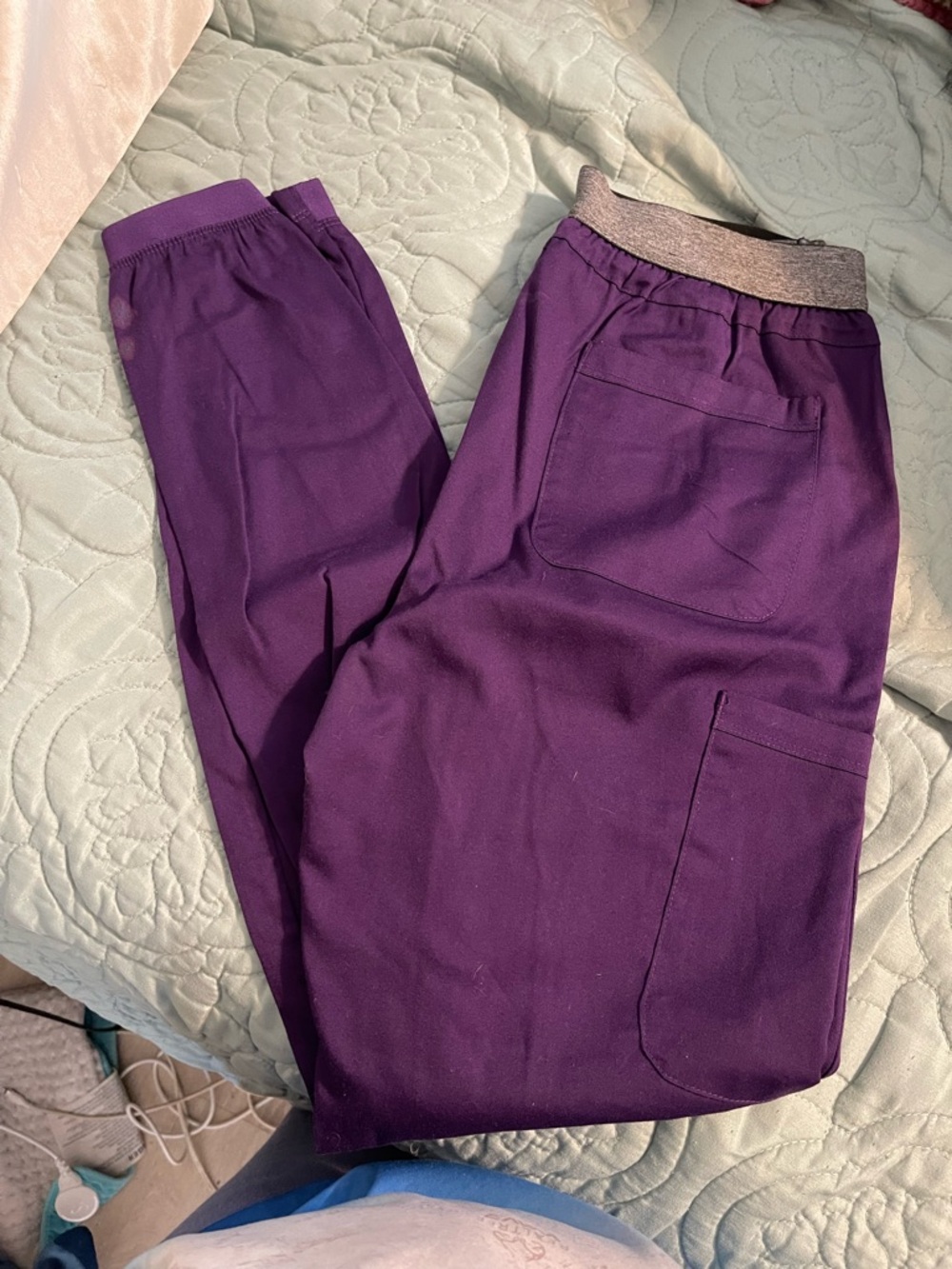 Maevn Deep Purple Elastic Waist Scrub Pants